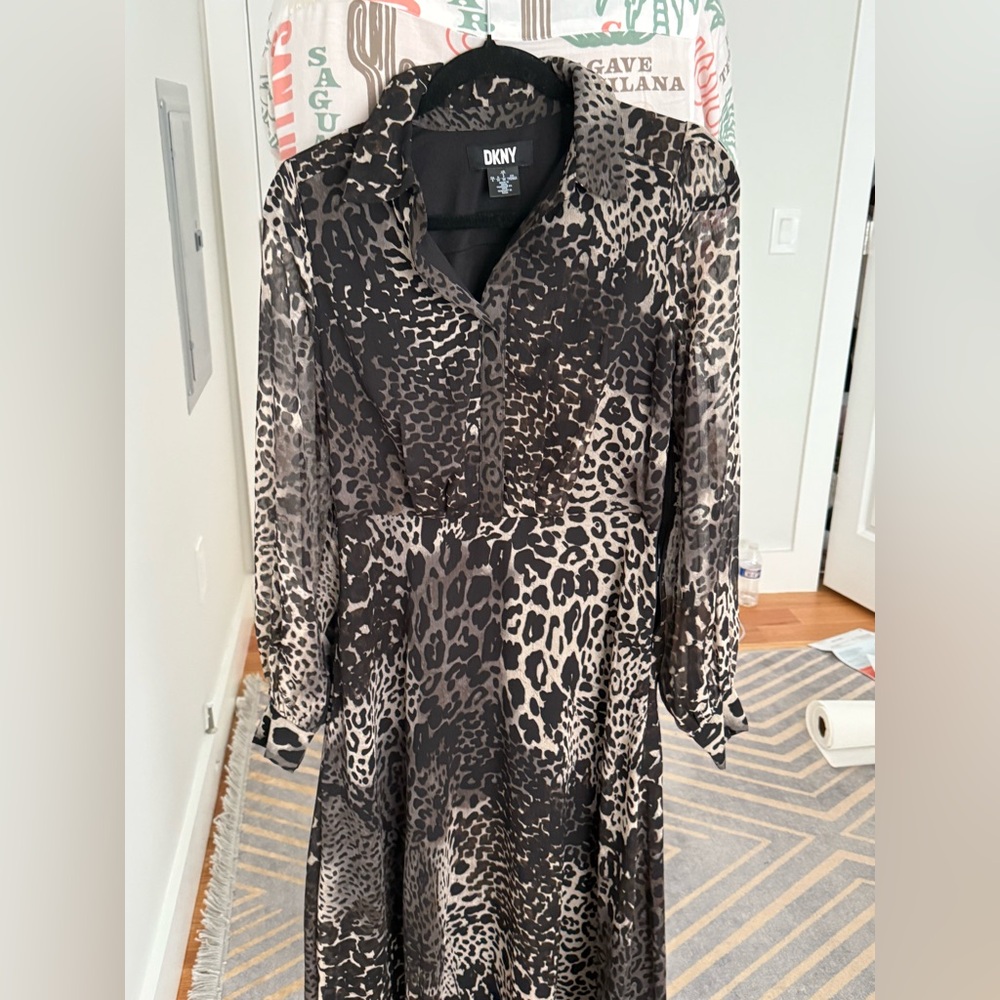 Leopard Print Long Sleeve Dress